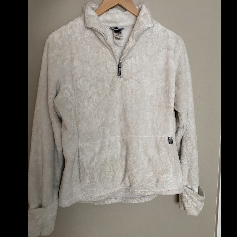 North Face White Fuzzy Quarter Zip